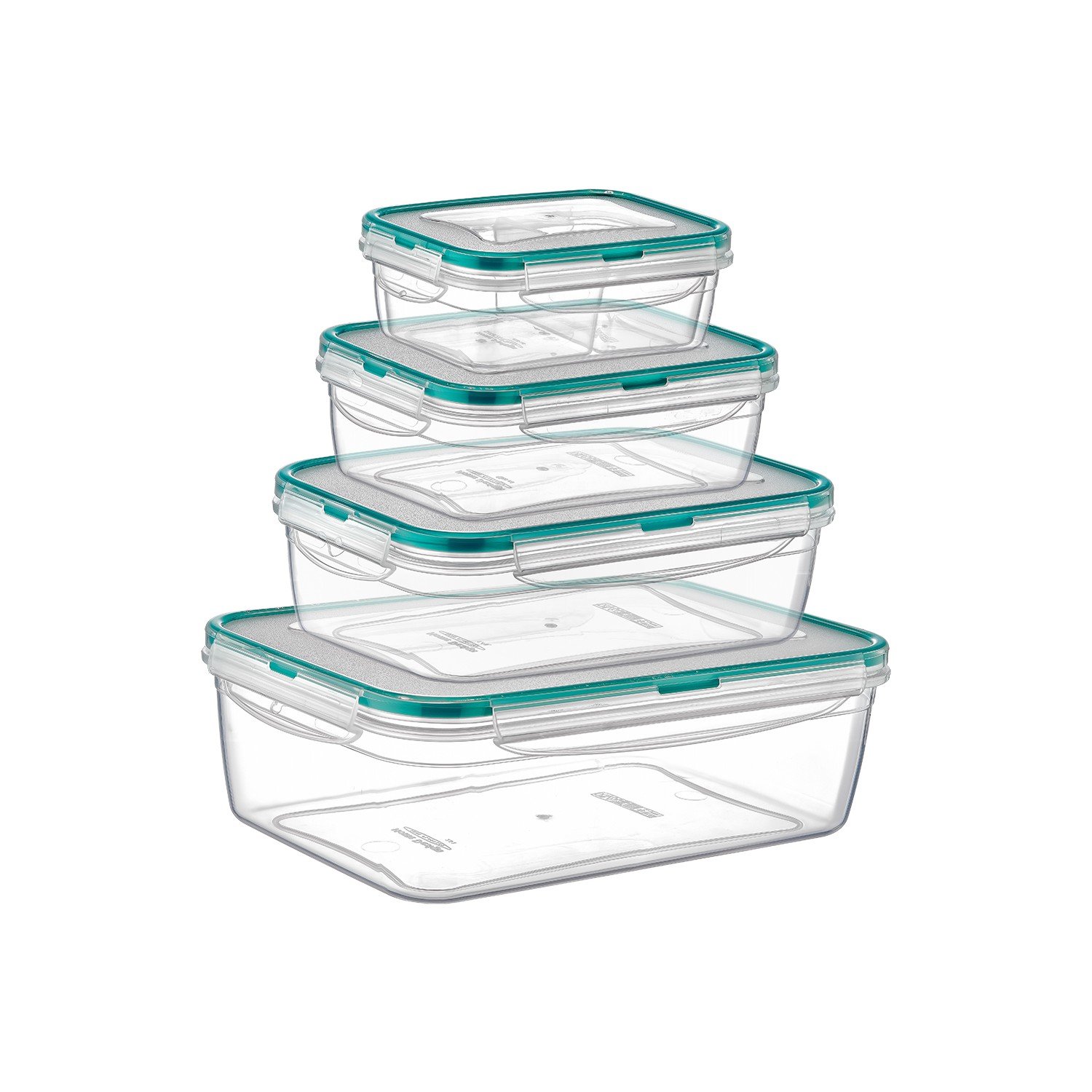 LC-330 FRESH BOX RECTANGLE DEEP 4-PIECE SET(0,7 LT + 1,3 LT + 2,4 LT. + 4,35 LT.) - Transparent N5KB