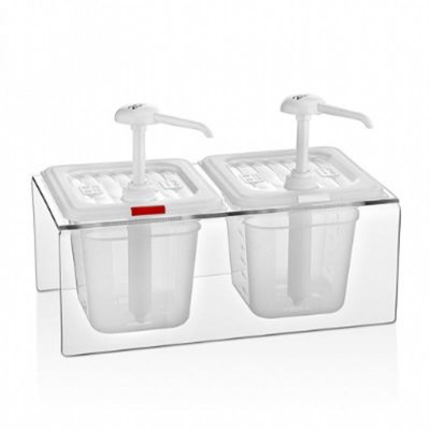 Sauce Pump Dispenser (Double) With Pc Stand GNPP 1/6 150 mm - GDP-02 - Clear DTGF