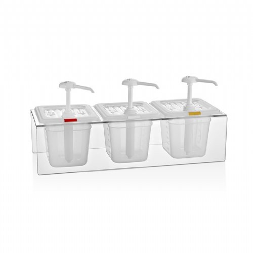 Sauce Pump Dispenser (Triple) With Pc Stand GNPP 1/6 150 mm - Clear